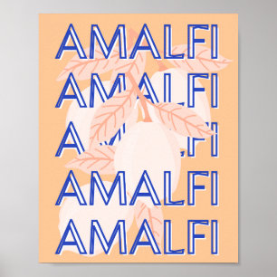Póster Costa Amalfitana, Italia Viajes Arte, Preppy, Nara