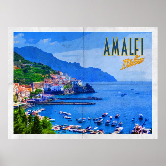 Póster Costa Amalfitana Viajes Clásicos (Frente)