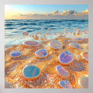 Póster 🌊 Costa Arena de la orilla del mar Guijarros Calm