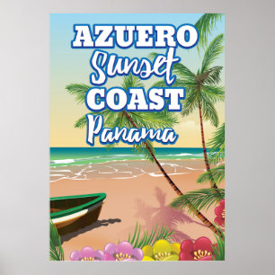 Póster Costa Atardecer Azuero Panamá cartel de viaje de p