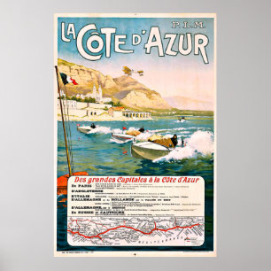 Póster Costa Azul, Costa Azul, carrera marítima, Francia