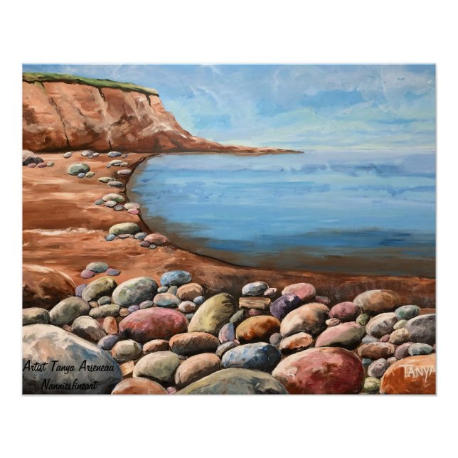 Póster Costa Azul pintada a mano (Anverso)