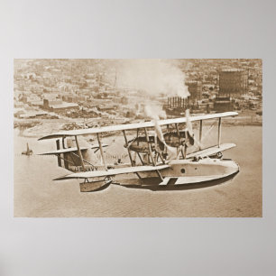 Póster Costa costa del vuelo del hidroavión PN9 de la