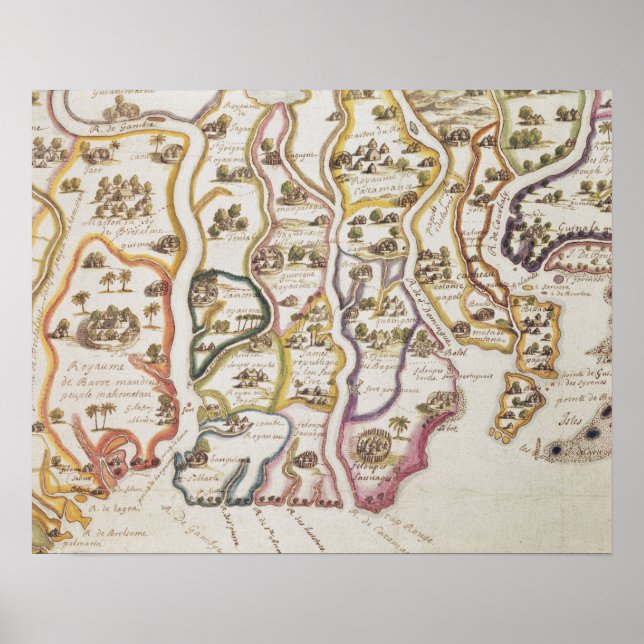 Póster Costa de África y el río Gambia | 1622 (Frente)