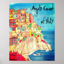 Póster Costa de Amalfi de Italia cartel de 11" X 14"