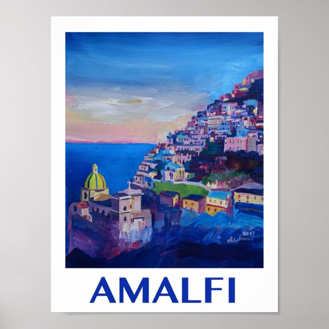 Póster Costa de Amalfi Italia Poster Retro (Frente)