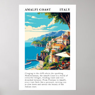 Póster Costa de Amalfi Italia Viaje Vintage