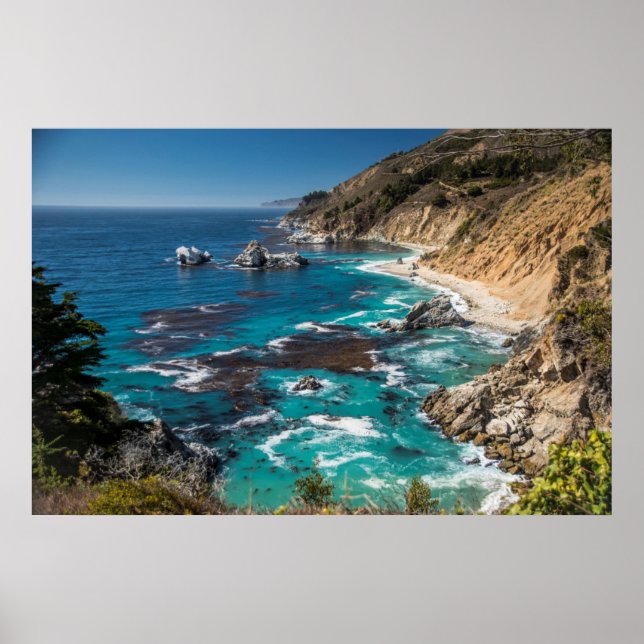 Póster Costa de Big Sur, Costa Oeste, Costa del Pacífico (Frente)