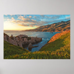 Póster Costa de California en Verano al Atardecer