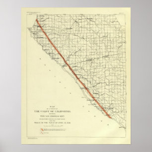 Póster Costa de California que muestra la grieta de San