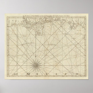 Póster Costa de Florida Occidental y Luisiana