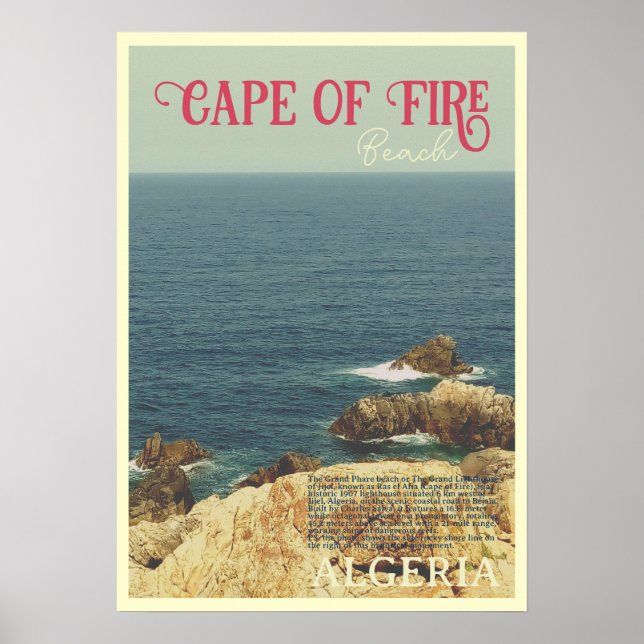 Póster Costa de la playa Cabo de Fuego Jijel, Argelia (Frente)