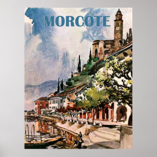 Póster Costa de Morcote, lago Lugano, Suiza
