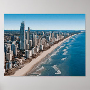 Póster Costa de Oro Australia vista aérea
