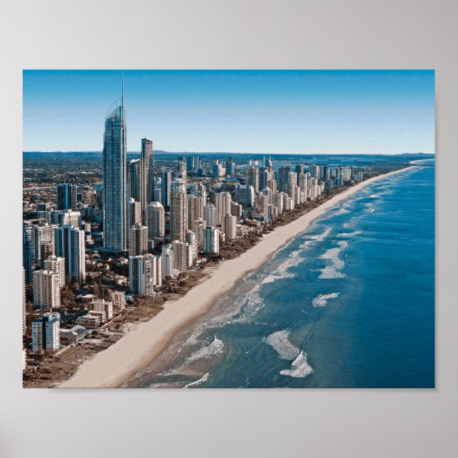 Póster Costa de Oro Australia vista aérea (Frente)