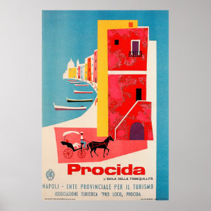 Póster Costa de Procida, Nápoles, Italia
