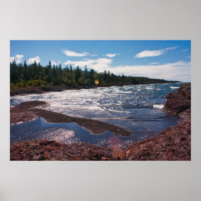 Póster Costa de Red Rock – Lago Superior, U.P. (Frente)