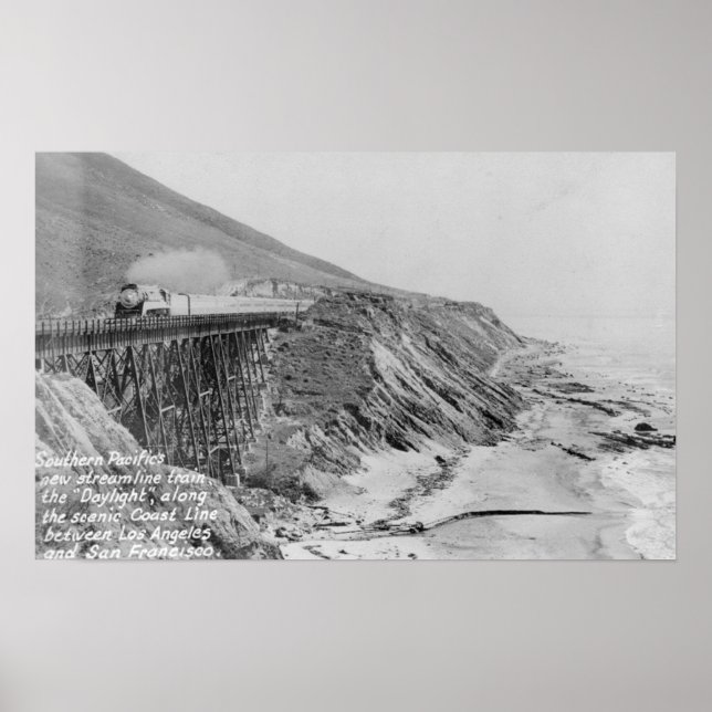Póster Costa de Tren de Luz de Día del Pacífico Sur (Frente)