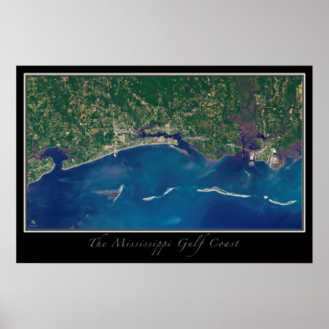 Póster Costa del Golfo de Misisipi desde el mapa del saté (Frente)