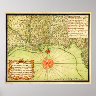 Póster Costa del Golfo del mapa unido de StatesPanoramic