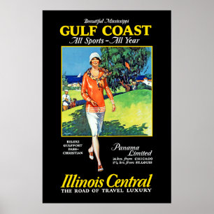 Póster Costa del Golfo hermosa del ~ de Mississippi
