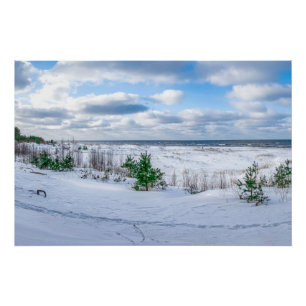 Póster Costa del Mar Báltico cubierta de nieve en inviern