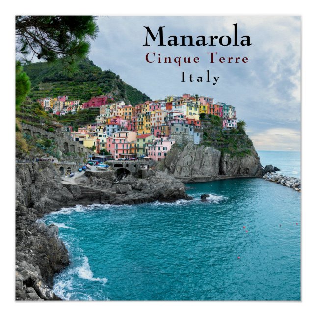 Póster Costa del Mar Cinque Terre Manarola Italia (Anverso)