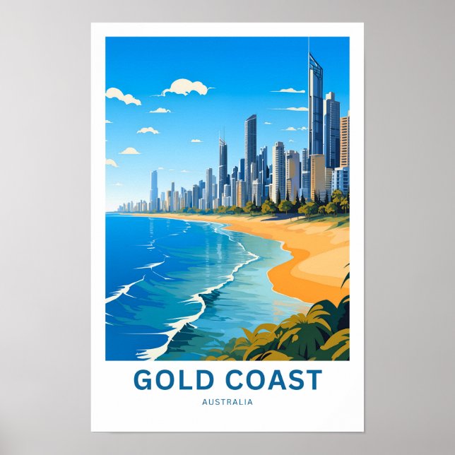 Póster Costa Dorada Australia Viajes impresos (Frente)