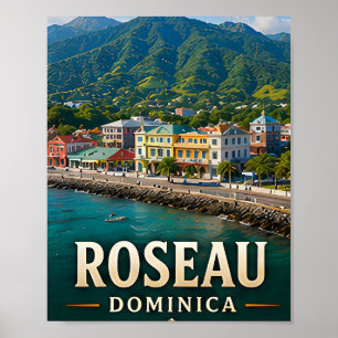 Póster Costa e isla de belleza del bosque lluvioso de Ros