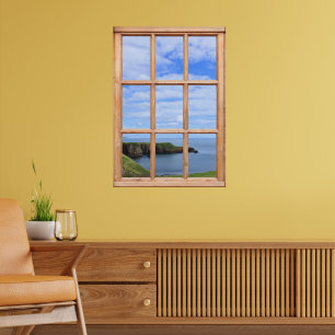 Póster Costa escocesa, vista al cielo y al océano desde u