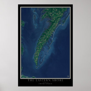 Póster Costa Este de Virginia desde el satélite espacial