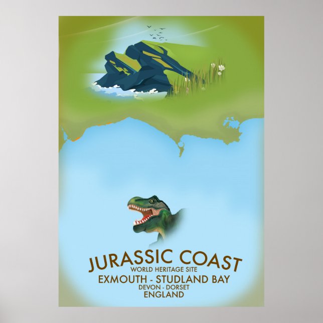 Póster Costa Jurásica Inglaterra cartel de viaje de la co (Frente)