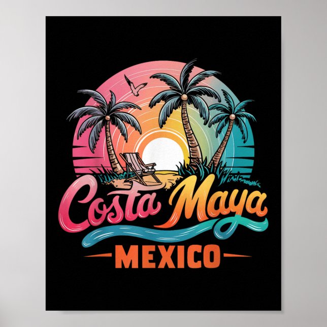 Póster Costa Maya México Tropical Sunset Beach Souvenir V (Frente)