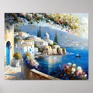 Póster Costa mediterránea de Amalfi
