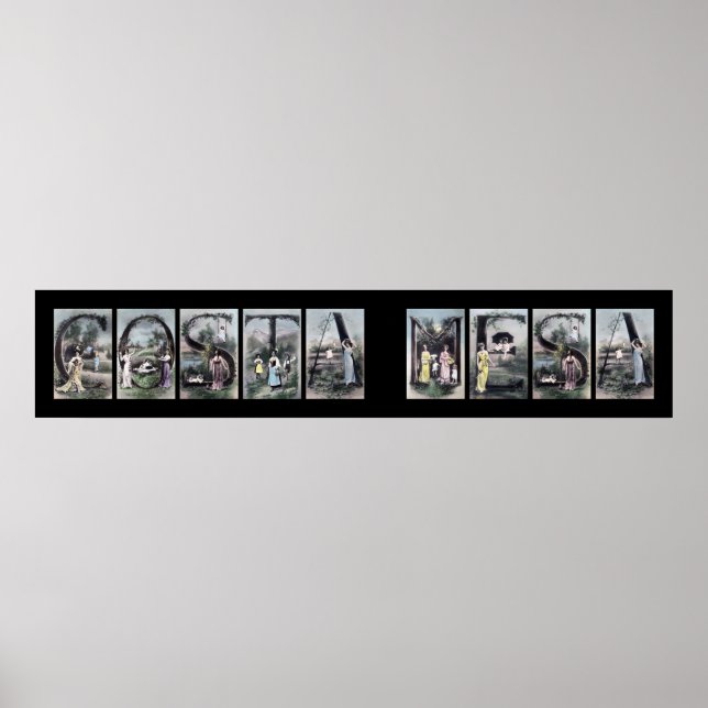 Póster COSTA MESA Vintage Alphabet Name Art (Frente)