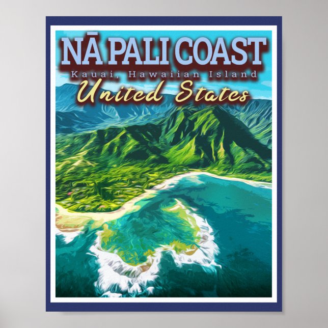 PÓSTER COSTA NA PALI - ISLA KAUAI - HAWAII (Frente)