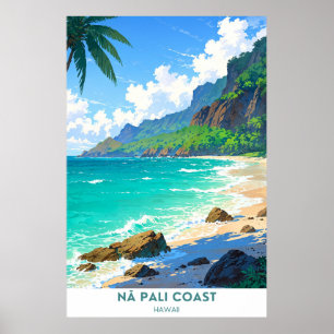 Póster Costa Nāpali, Parque Estatal Wilderness, Hawaii