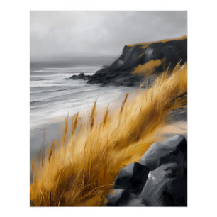 Póster Costa nórdica azotada por el viento Paisaje contem