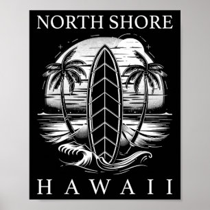 Póster Costa Norte de Hawái Surf hawaiano Oahu Surf Vinta