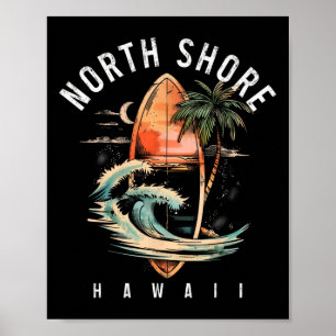 Póster Costa norte de Hawaii tabla de surf Oahu Haleiwa s
