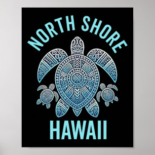 Póster Costa Norte de Oahu Hawái Recuerdo de Surf Hawaian