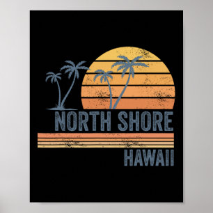 Póster Costa Norte Oahu Hawaii Recuerdo Surfing Hawaiano