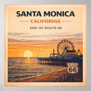 Póster Costa Pacífica de California Ruta Final 66