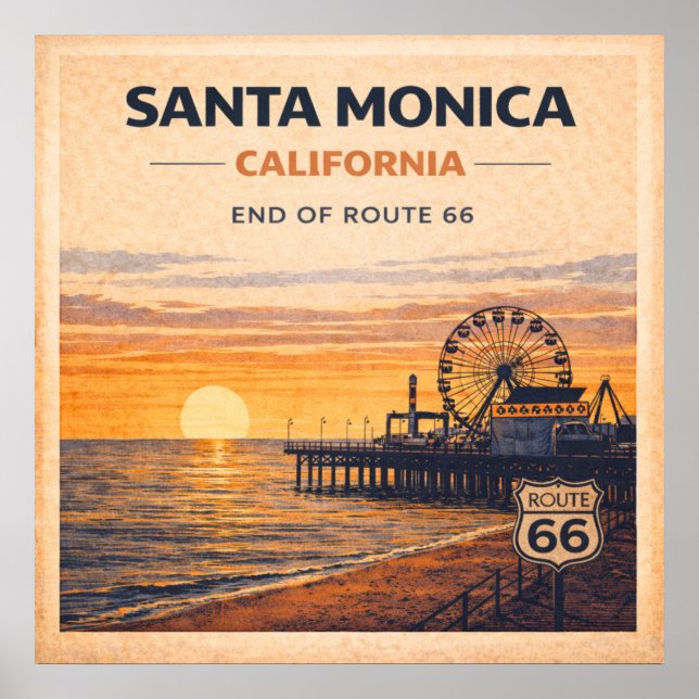 Póster Costa Pacífica de California Ruta Final 66 (Frente)