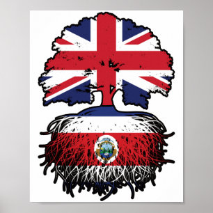 Póster Costa Rica Costa Rica Reino Unido Bandera de las r