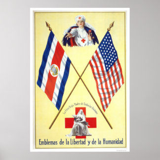 Póster Costa Rica - emblemas de la libertad y la humanida