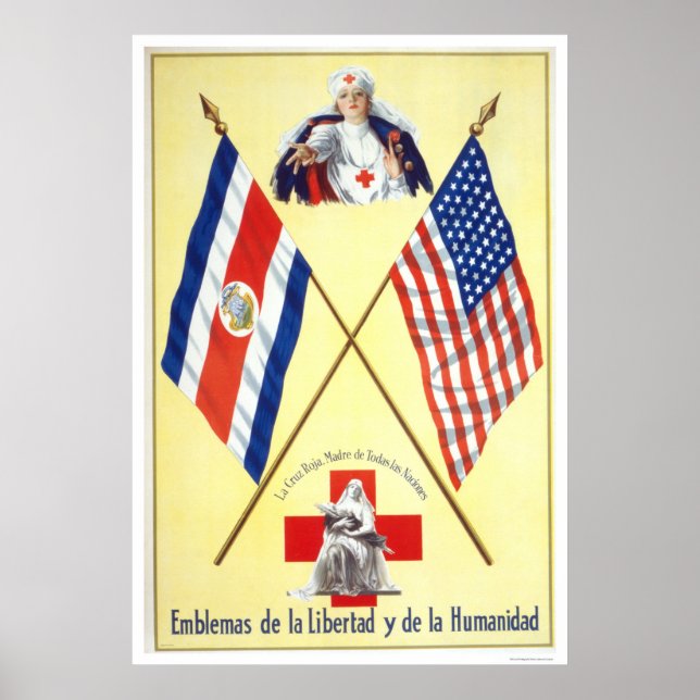 Póster Costa Rica - emblemas de la libertad y la humanida (Frente)