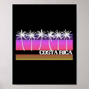 Póster Costa Rica Estilo Retro Isla de Playa Atardecer Vi