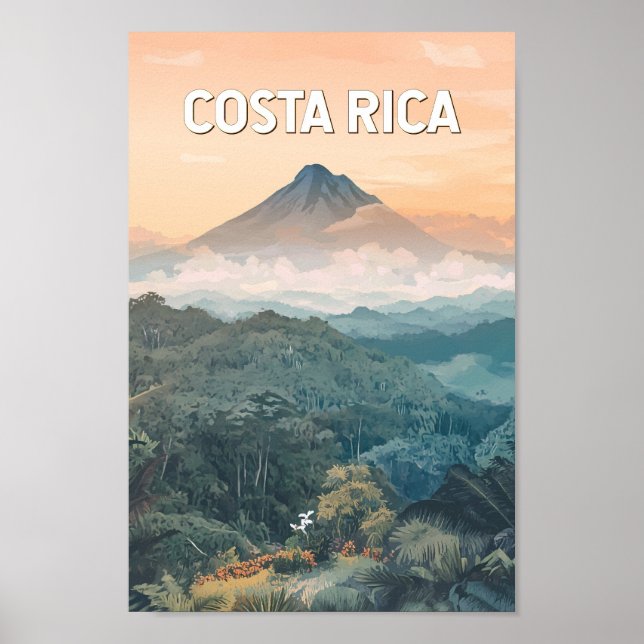 Póster Costa Rica Illustration Travel Art Vintage (Frente)