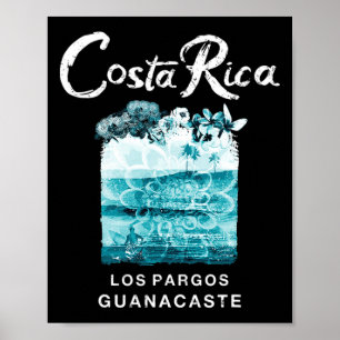 Póster Costa Rica Los Pargos Surfing Vintage